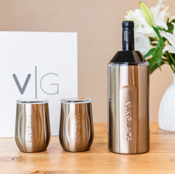 Copper Wine gift sets with glass lined wine glasses